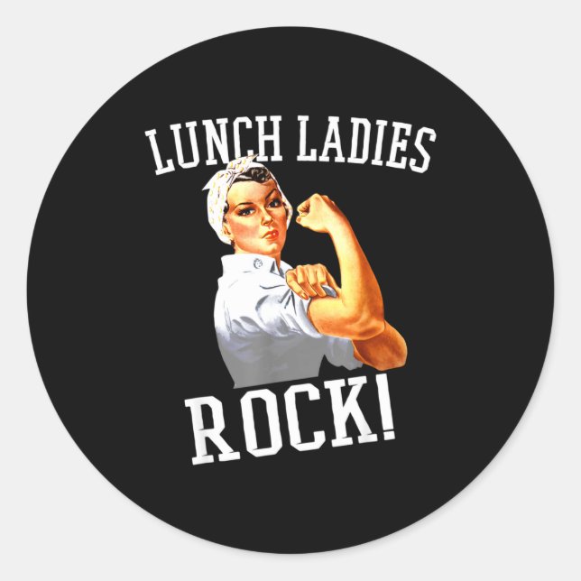 Retro Lunch Ladies Rock Cafeteria Worker Funny Lun Classic Round Sticker (Front)