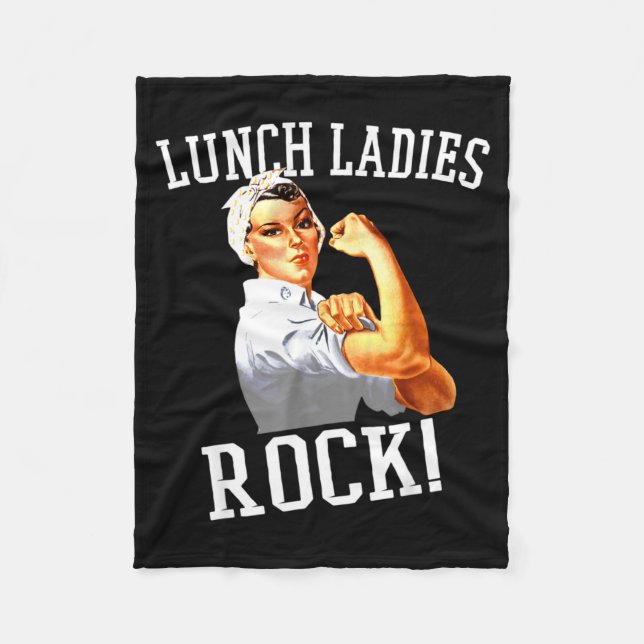 Retro Lunch Ladies Rock Cafeteria Worker Funny Lun Fleece Blanket (Front)
