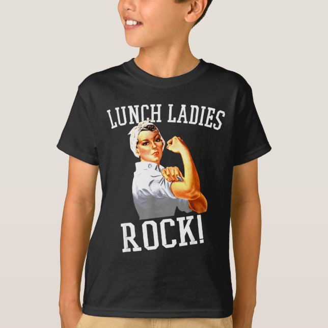 Retro Lunch Ladies Rock Cafeteria Worker Funny Lun T-Shirt (Front)
