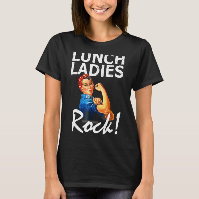 Retro Lunch Ladies Rock  Lunch Lady Quad Back To S T-Shirt (Front)