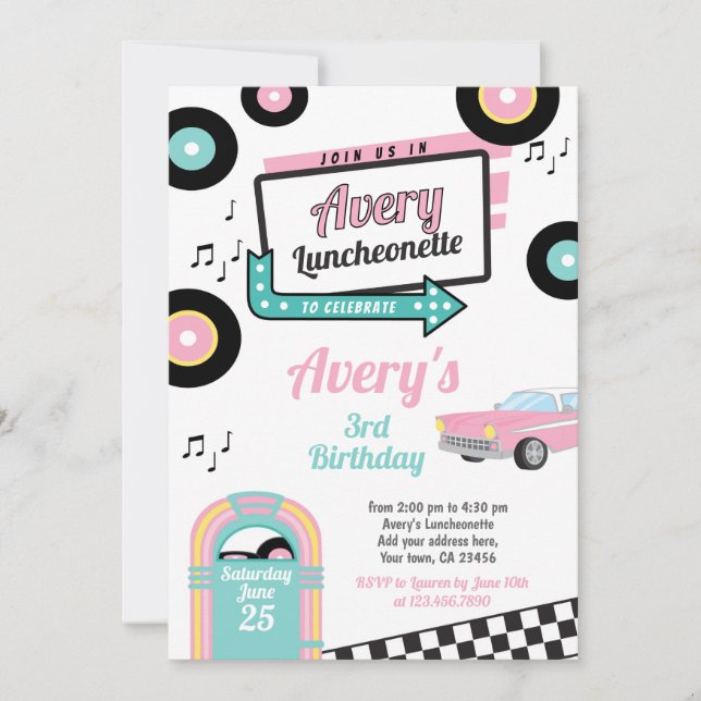 Retro Luncheonette Diner Party Invitation (Front)