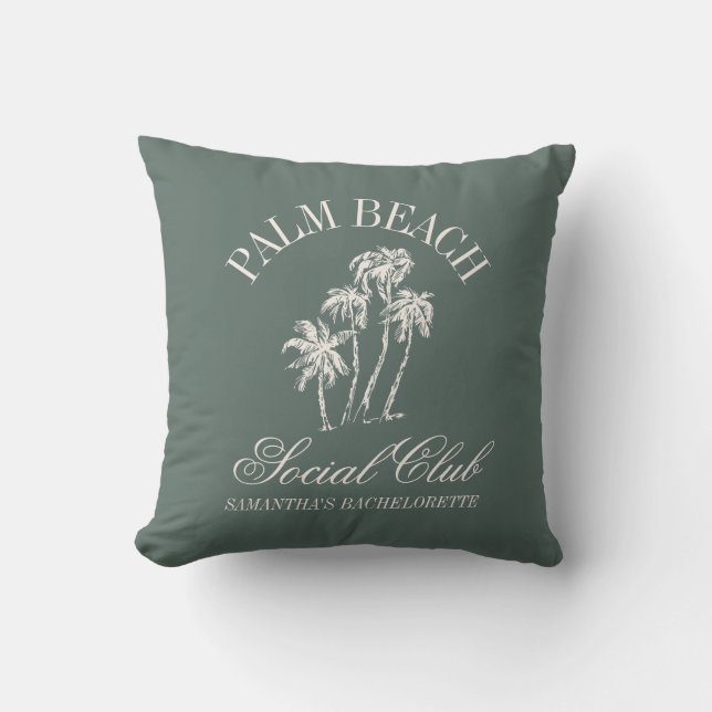 Retro Luxe Bachelorette Party Social Club Outdoor Pillow (Front)