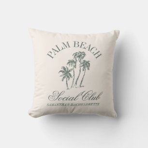 Retro Luxe Bachelorette Party Social Club Outdoor Pillow