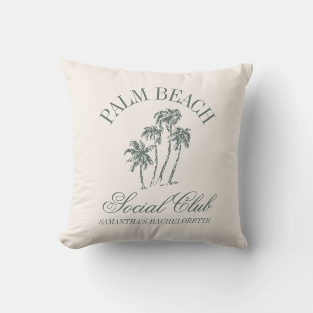 Retro Luxe Bachelorette Party Social Club Outdoor Pillow (Front)