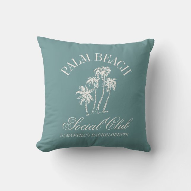 Retro Luxe Bachelorette Party Social Club Outdoor Pillow (Front)