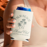 Retro Luxe Beach Bachelorette Logo Palm Trees Can Cooler at Zazzle