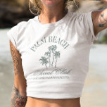 Retro Luxe Beach Bachelorette Social Club Logo T-Shirt<br><div class="desc">Retro Luxe Beach Bachelorette Logo Social Club Aesthetic Palm Trees Custom Bachelorette Party Shirts</div>