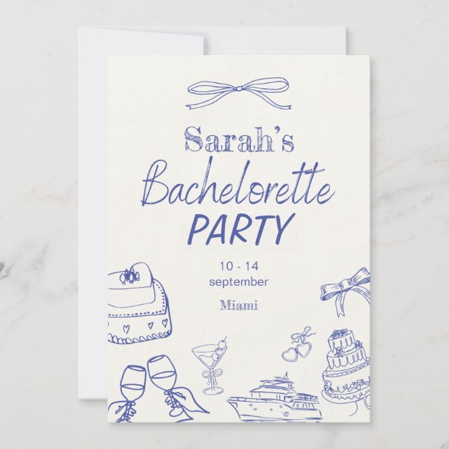 Retro Luxe Beach | Editable Bachelorette Invitation (Front)