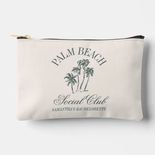 Retro Luxe Beach Social Club Logo Bachelorette  Accessory Pouch