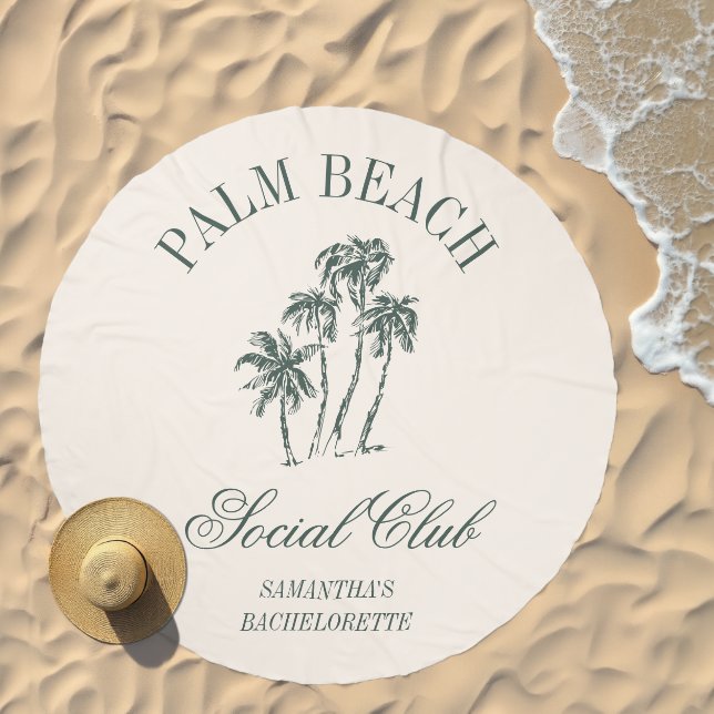 Retro Luxe Beach Social Club Logo Bachelorette Beach Towel (Beach)