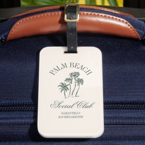 Retro Luxe Beach Social Club Logo Bachelorette  Luggage Tag