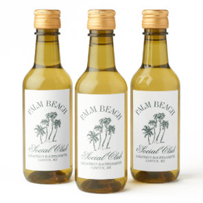 Retro Luxe Beach Social Club Logo Bachelorette  Wine Label