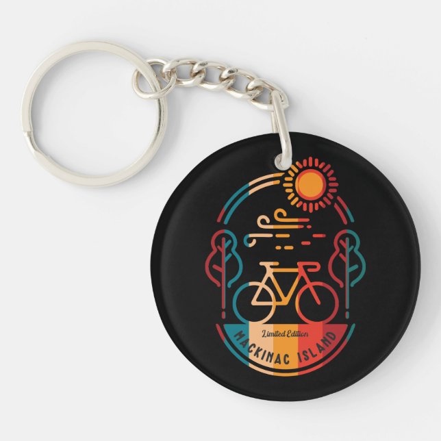 Retro Mackinac Island Bike Trail Keychain (Front)