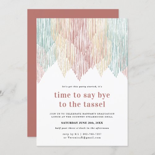 Retro Macrame Fringe  Graduation Invitation