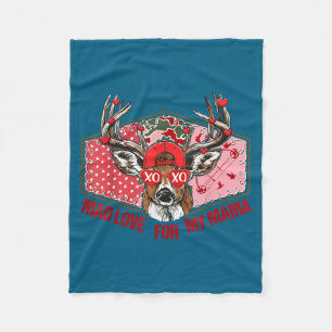 Retro Mad Love For My Mama Deer Hunting Boys Valen Fleece Blanket