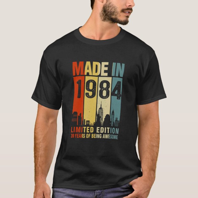Retro Made In 1984   39 Years Of Being Awesome T-Shirt (Front)