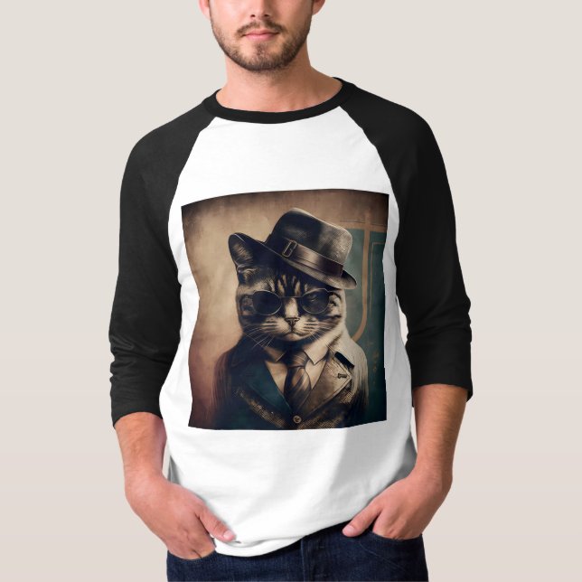 Retro Mafia Cat T-Shirt (Front)