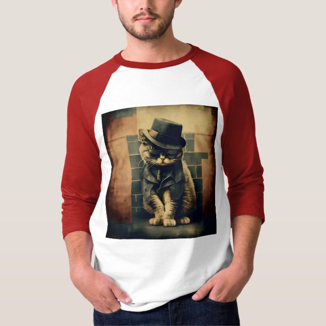 Retro Mafia Cat T-Shirt (Front)