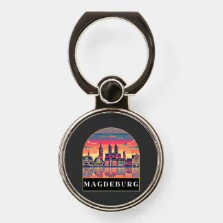 Retro Magdeburg Skyline  Phone Ring Stand