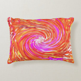 Retro Magenta and Autumn Colors Floral Swirl Accent Pillow