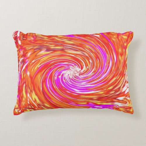 Retro Magenta and Autumn Colors Floral Swirl Accent Pillow
