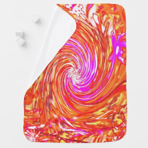 Retro Magenta and Autumn Colors Floral Swirl Baby Blanket