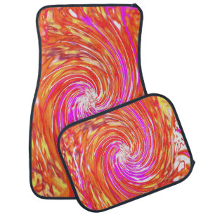 Retro Magenta and Autumn Colors Floral Swirl Car Floor Mat