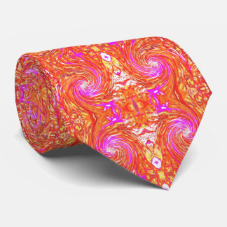 Retro Magenta and Autumn Colors Floral Swirl Neck Tie