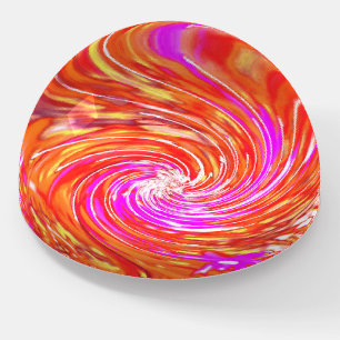 Retro Magenta and Autumn Colors Floral Swirl Paperweight