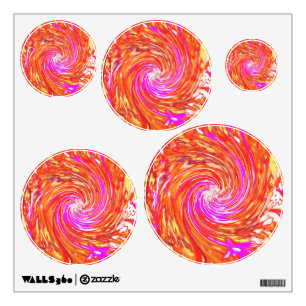 Retro Magenta and Autumn Colors Floral Swirl Wall Decal