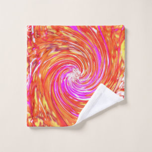 Retro Magenta and Autumn Colors Floral Swirl Wash Cloth
