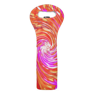 Retro Magenta and Autumn Colors Floral Swirl Wine Bag