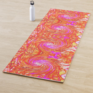 Retro Magenta and Autumn Colors Floral Swirl Yoga Mat