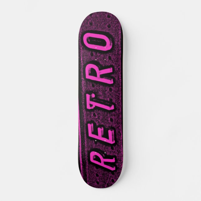 Retro - Magenta and Black Skateboard Deck (Front)