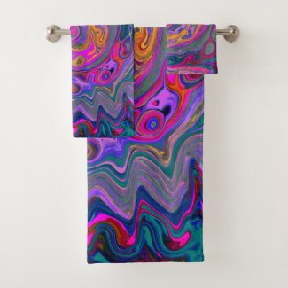Retro Magenta, Green and Orange Abstract Swirl