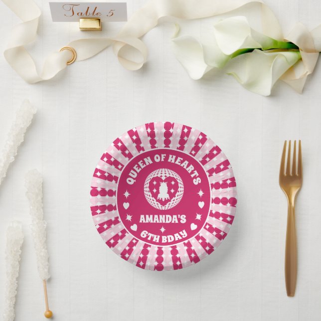 Retro Magenta Queen Of Hearts Birthday Paper Bowls (Wedding)