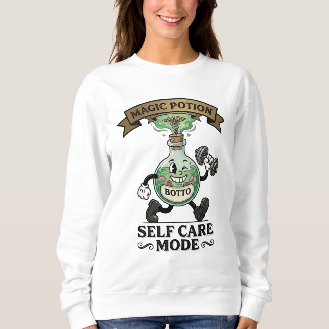 Retro Magic Potion Self Care Mode Fitness Gift Sweatshirt (Front)