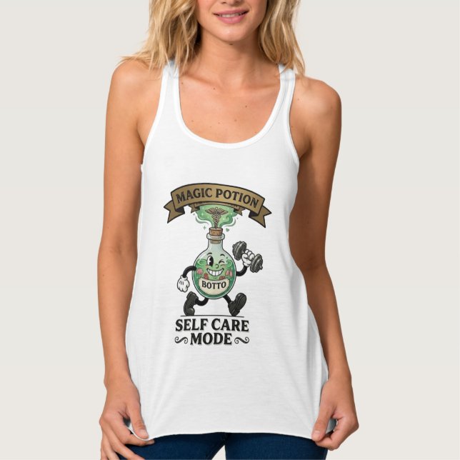 Retro Magic Potion Self Care Mode Fitness Gift Tank Top (Front)