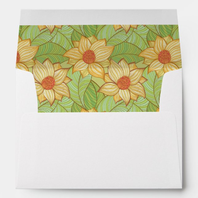 Retro Magnolia Pattern Envelope (Back (Bottom))