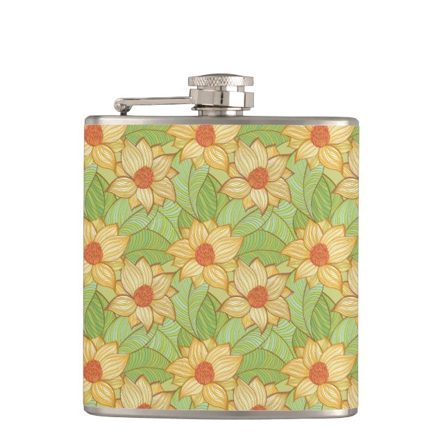 Retro Magnolia Pattern Flask (Front)