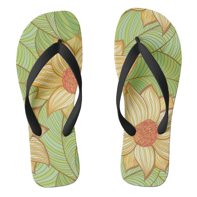 Retro Magnolia Pattern Flip Flops (Footbed)