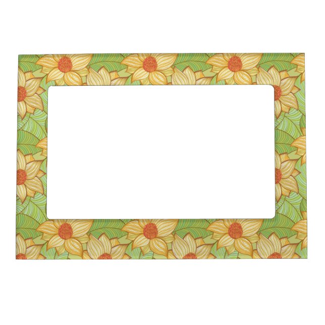 Retro Magnolia Pattern Magnetic Picture Frame (Front)
