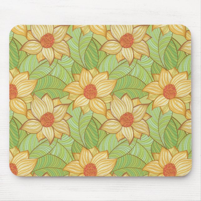 Retro Magnolia Pattern Mouse Pad (Front)