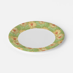 Retro Magnolia Pattern Paper Plates