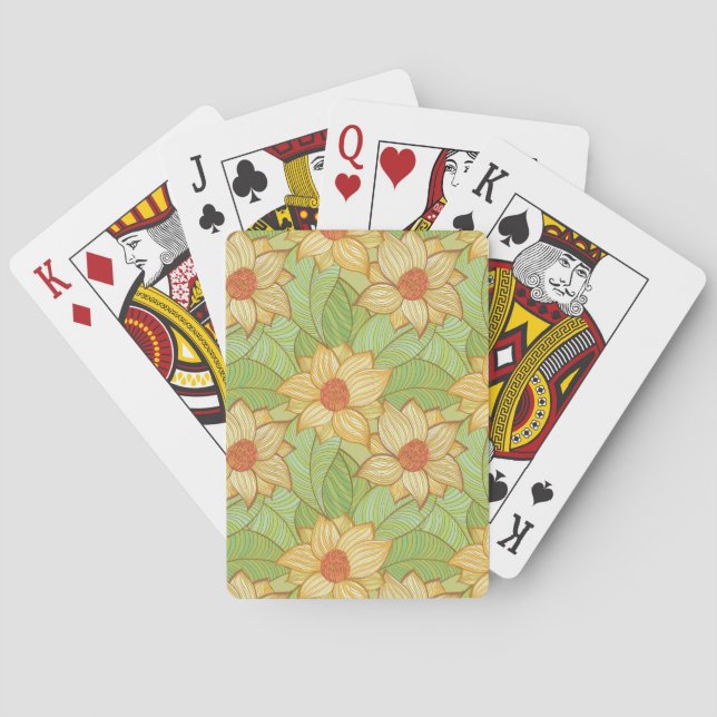 Retro Magnolia Pattern Poker Cards (Back)