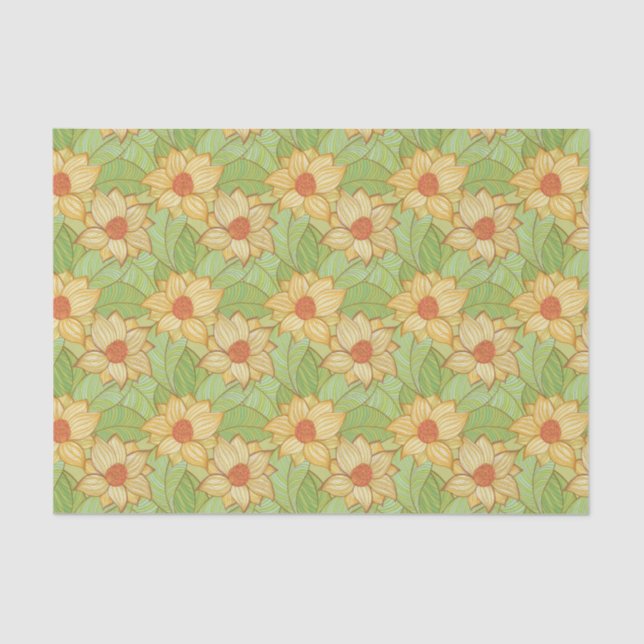 Retro Magnolia Pattern Tissue Paper (Front)