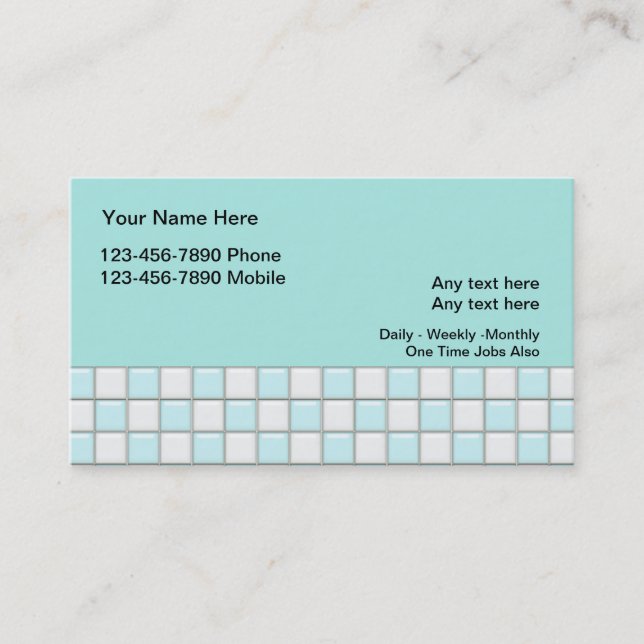 Retro Maid House Cleaning Business Cards (Front)