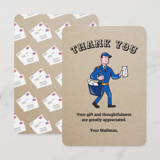 Retro Mailman Personalized Thank You Card (Front/Back)