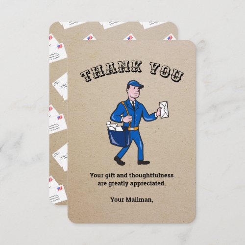 Retro Mailman Personalized Thank You Card