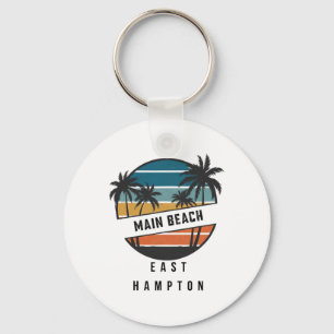 Retro Main Beach East Hampton Surfboard Surfing Keychain